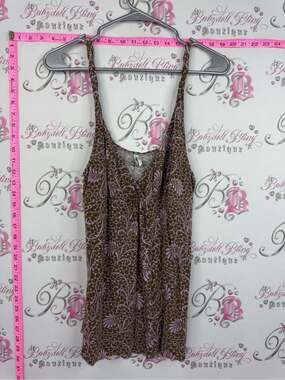 PINKERTON tank top y2k purple Brown Floral Print Tank Top